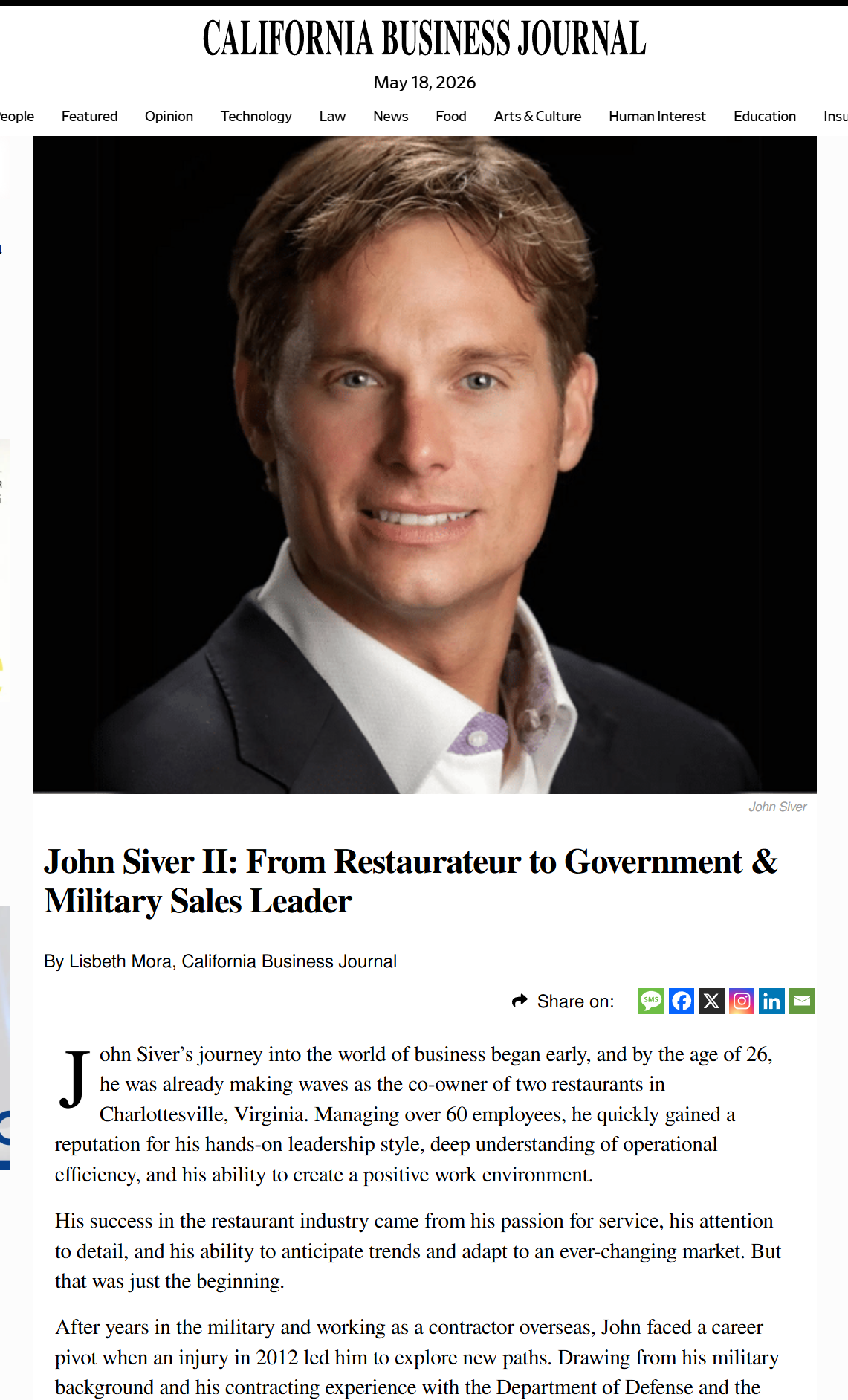 California Business Journal — John Siver II Feature